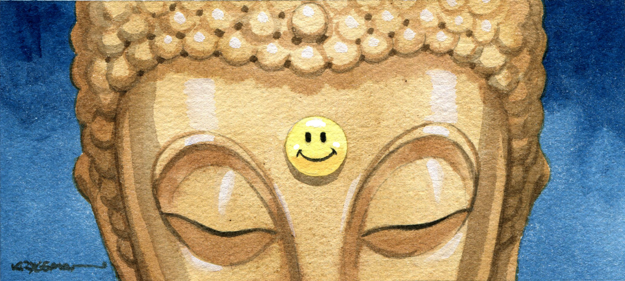OZ WAP- Ostrow col. 22/11/2014 Buddha with smiley on forehead. Artwork by Sturt Krygsman.